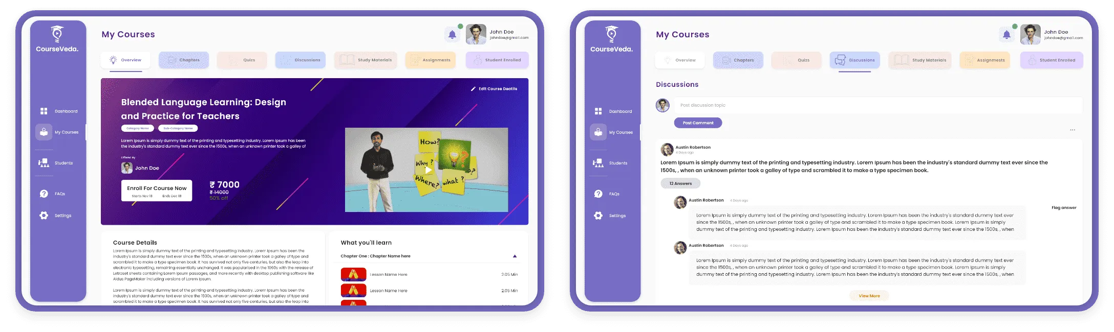 CourseVeda — product screen