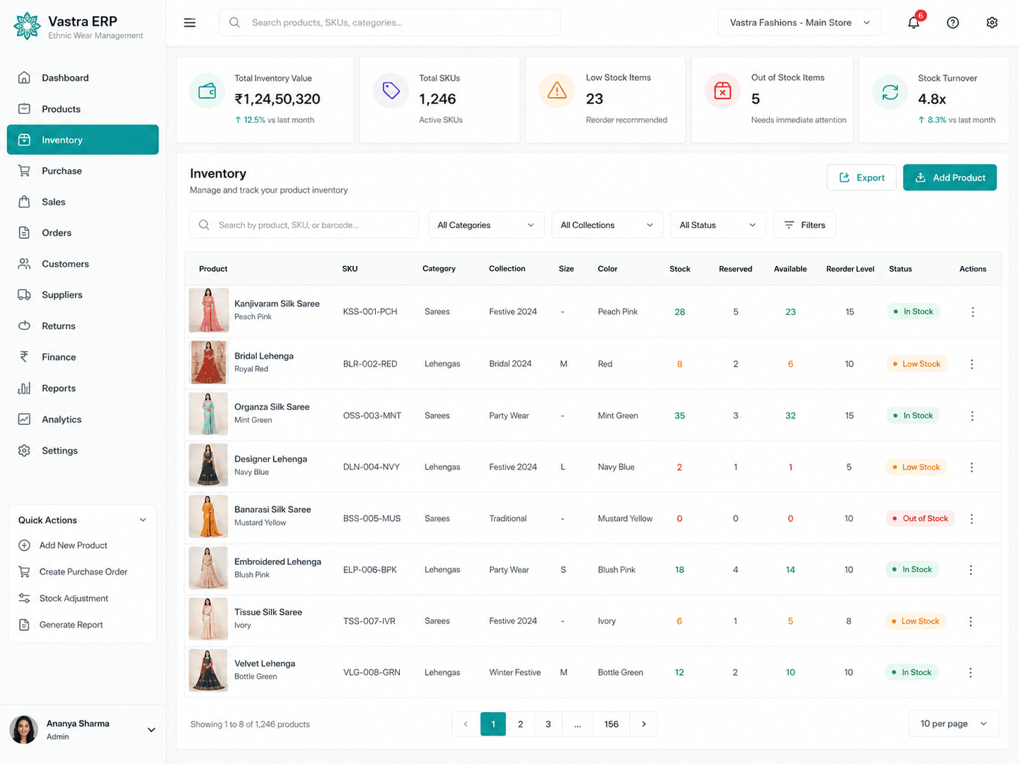 Ethnic ERP + Customer Portal screenshot